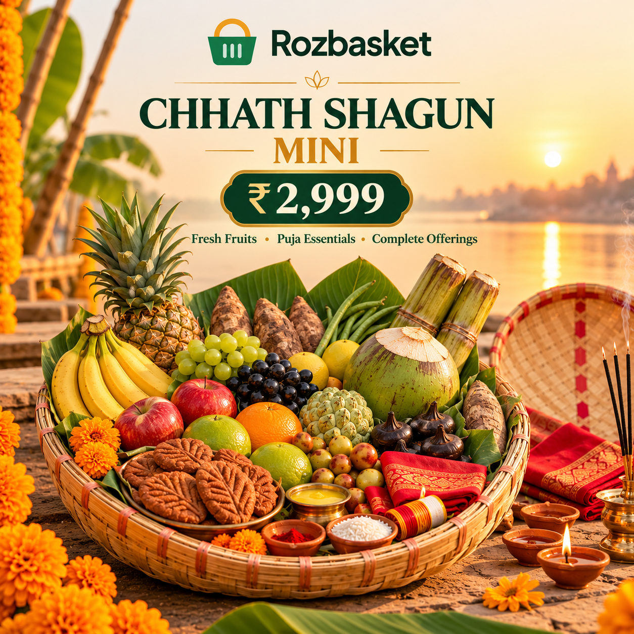 Rozbasket Chhath Shagun Mini basket for Chhath Puja
